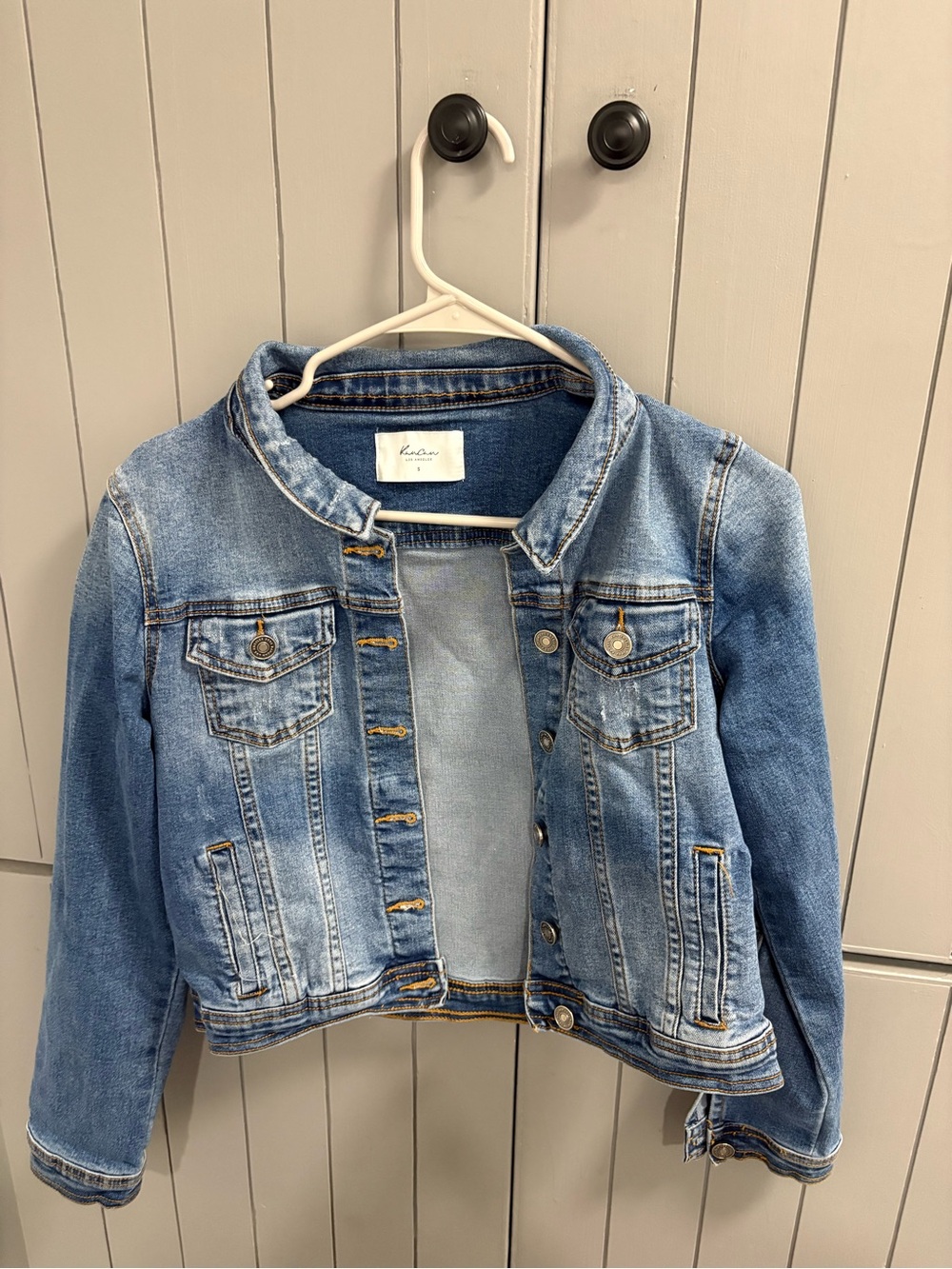 KanCan Light Blue Cropped Denim Jacket